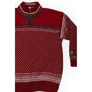 Dale of Norway Sport Line Men M Wool 1/4 Zip Ski Sweater 3/4 Sleeve Red Nordic